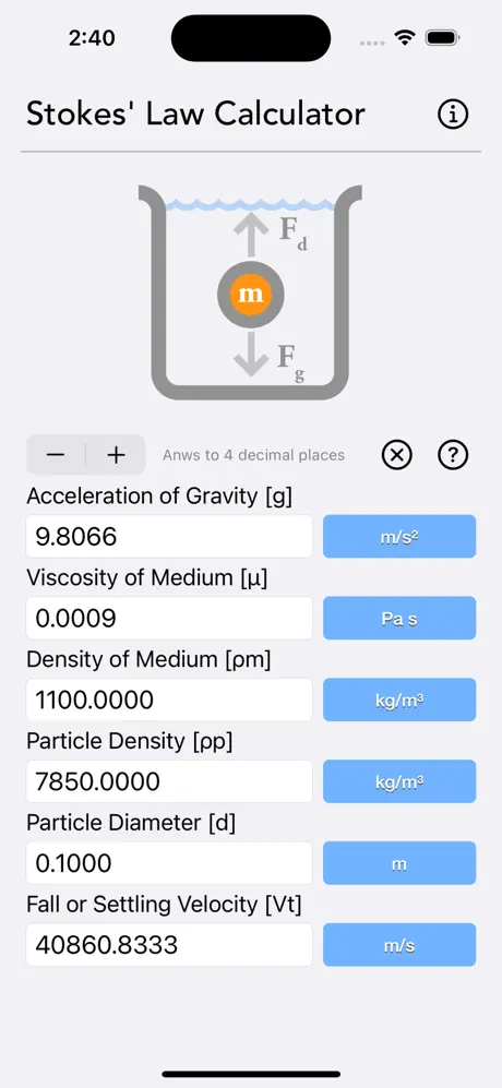Stokes_Law_Calculator iOS App Screenshot 5