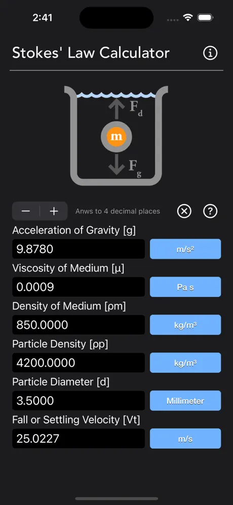Stokes_Law_Calculator iOS App Screenshot 6