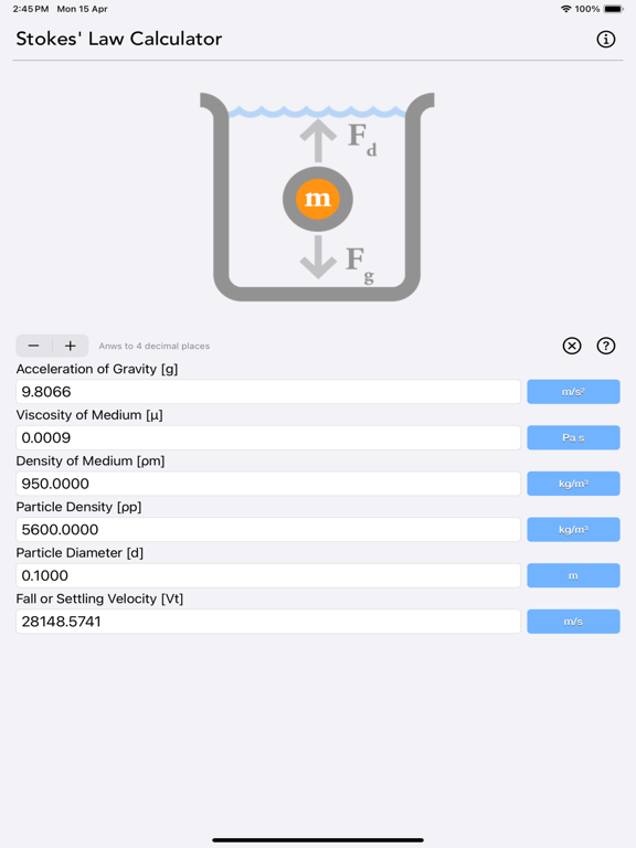 Stokes_Law_Calculator iPadOS App Screenshot 3