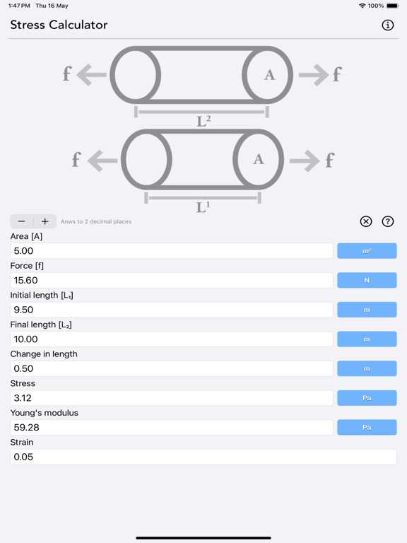 Stress_Strain_Calculator iPadOS App Screenshot 5