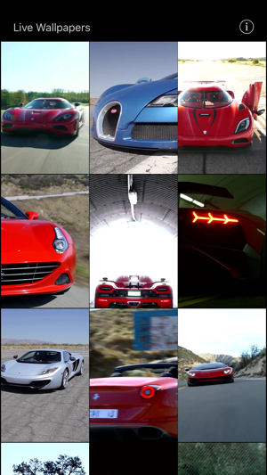 Supercars Live Wallpapers iOS App for iPhone and iPad