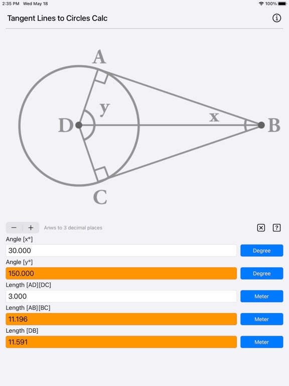 Tangent_Lines_to_Circles_Calc iPadOS App Screenshot 1