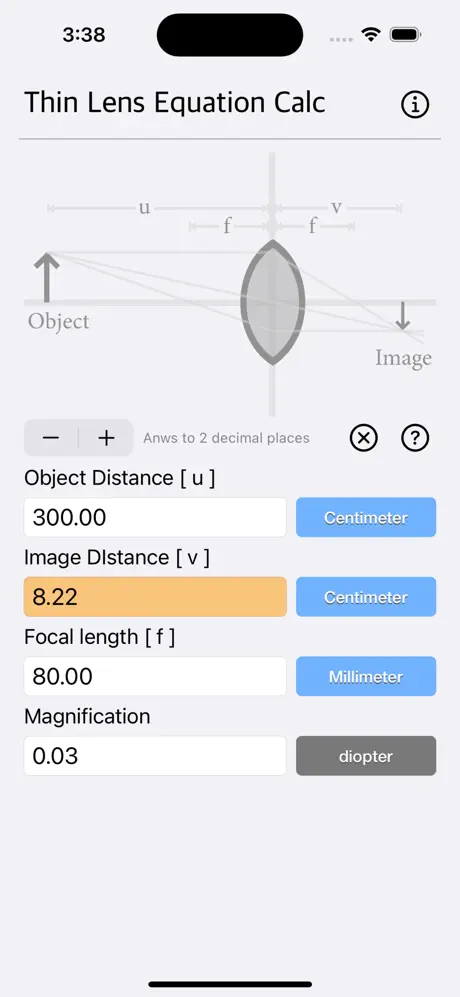 Thin_Lens_Equation_Calc iOS App Screenshot 5