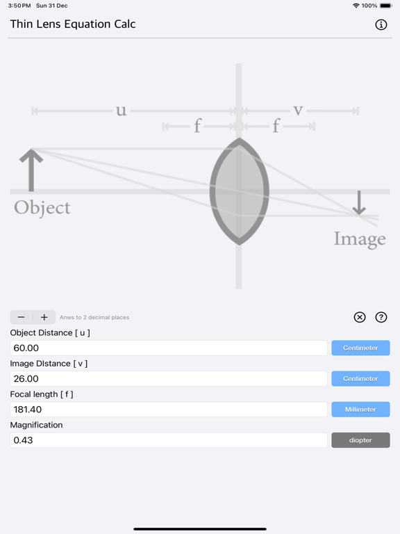 Thin_Lens_Equation_Calc iPadOS App Screenshot 5
