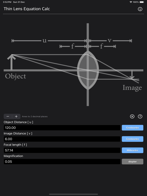 Thin_Lens_Equation_Calc iPadOS App Screenshot 8
