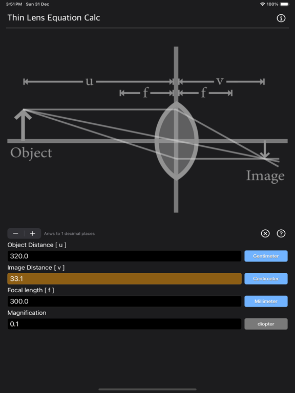 Thin_Lens_Equation_Calc iPadOS App Screenshot 9