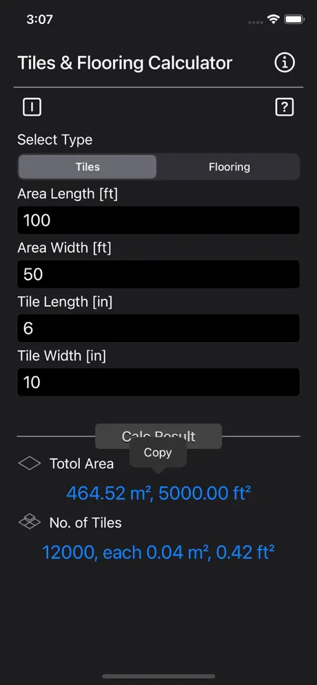 Tiles_and_Flooring_Calculator iOS App Screenshot 3