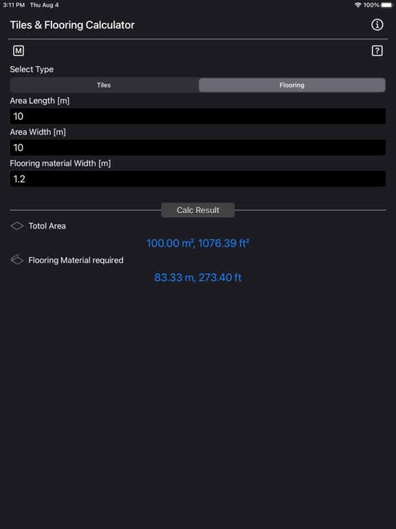 Tiles_and_Flooring_Calculator iPadOS App Screenshot 2