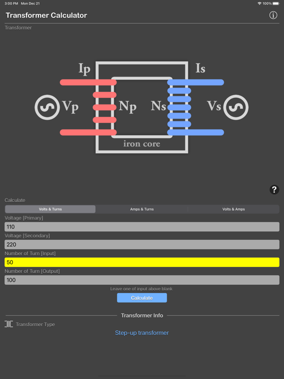 Transformer_Calculator_Plus iPadOS App Screenshot 2