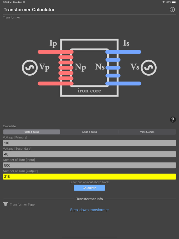 Transformer_Calculator_Plus iPadOS App Screenshot 3