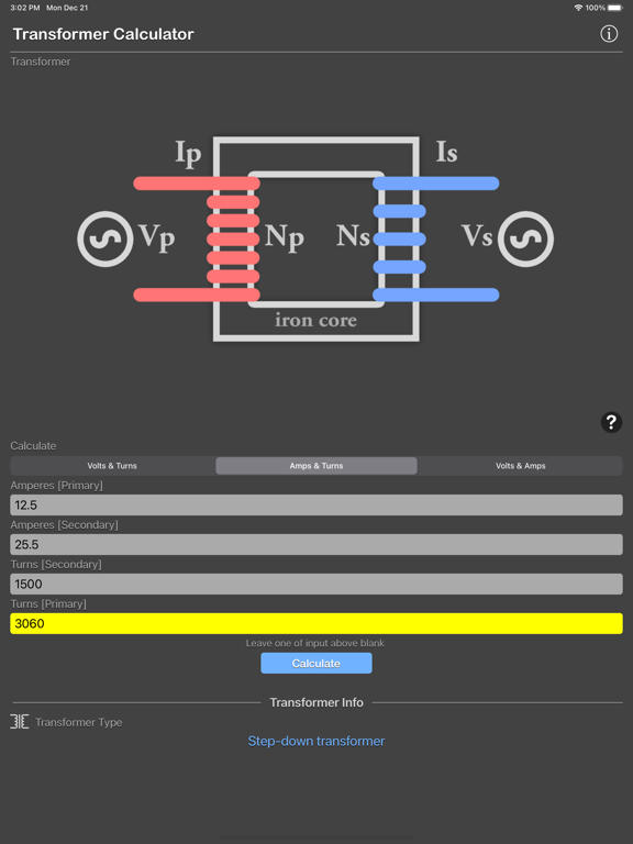 Transformer_Calculator_Plus iPadOS App Screenshot 7