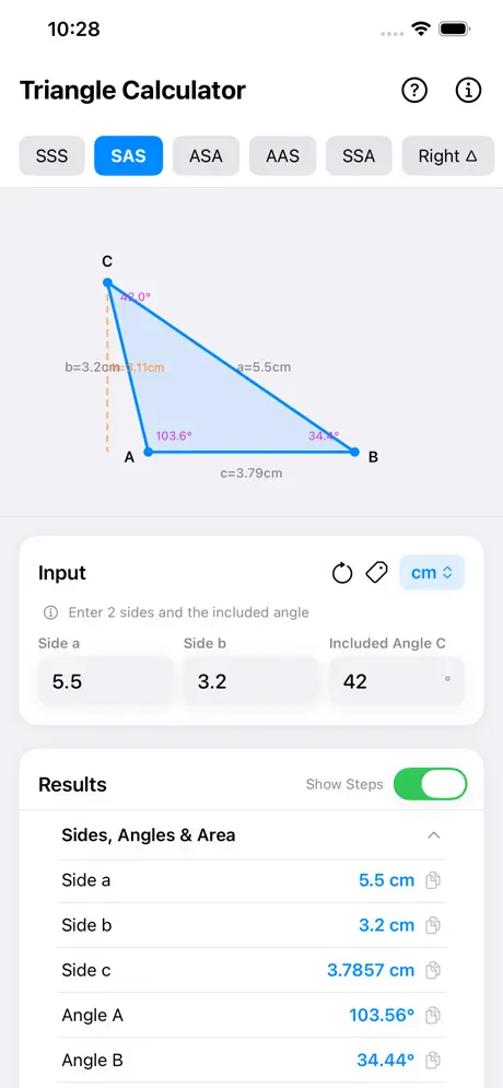 Triangle_Calculator_Plus iOS App Screenshot 1
