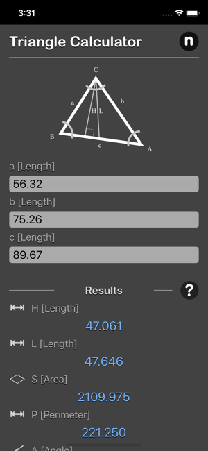 Triangle Calculator Plus iOS App for iPhone and iPad