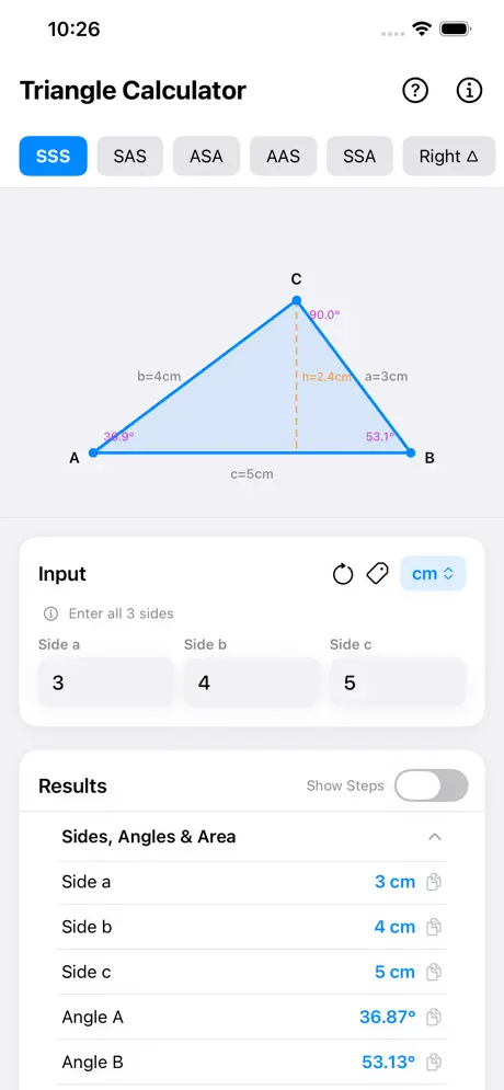 Triangle_Calculator_Plus iOS App Screenshot 4