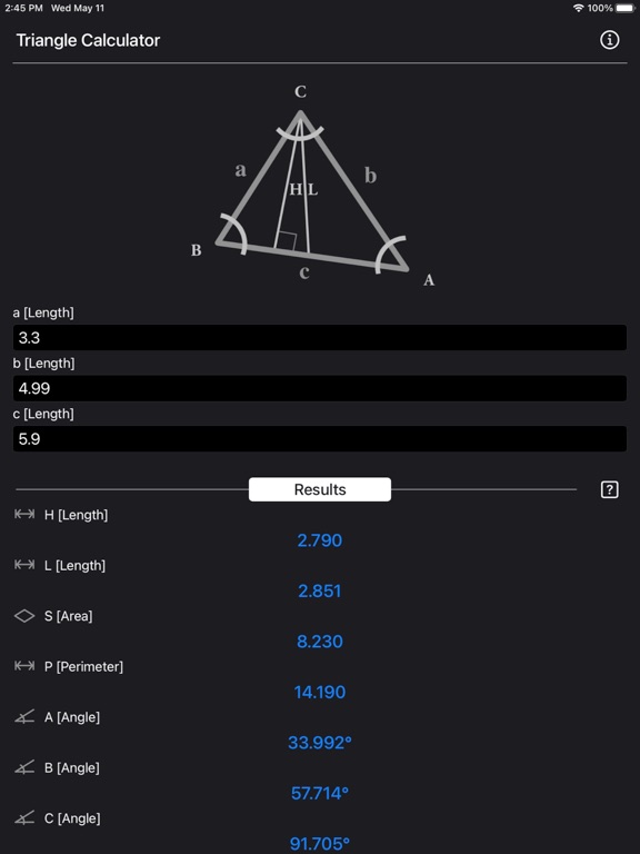 Triangle_Calculator_Plus iPadOS App Screenshot 3