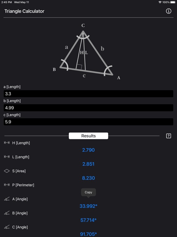 Triangle_Calculator_Plus iPadOS App Screenshot 4