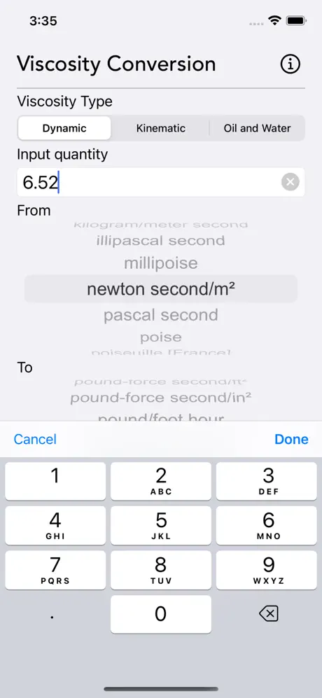 Viscosity_Conversion iOS App Screenshot 2
