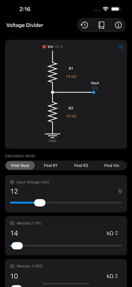 Voltage_Divider_Calc iOS App Screenshot 6