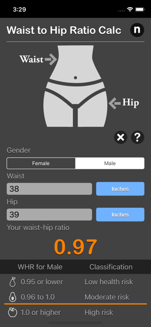 Waist to Hip Ratio Calc iOS App for iPhone and iPad