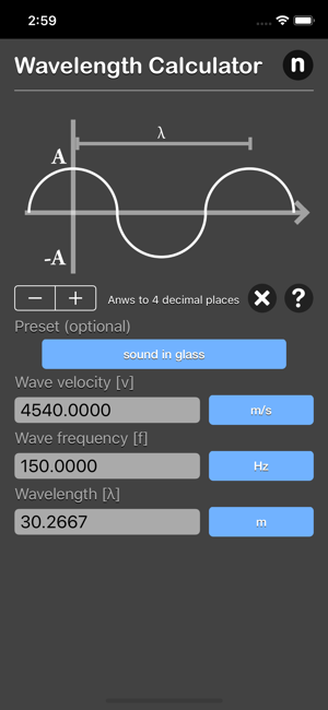 Wavelength Calculator iOS App for iPhone and iPad