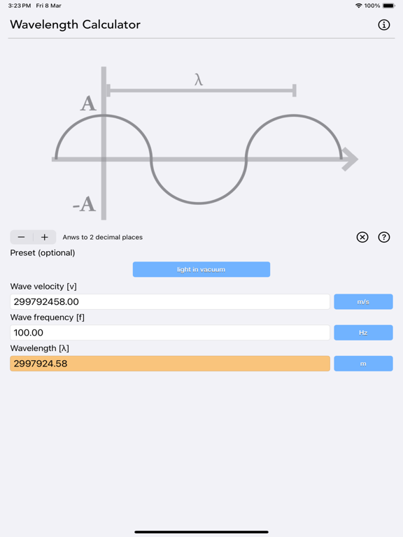Wavelength_Calculator iPadOS App Screenshot 3