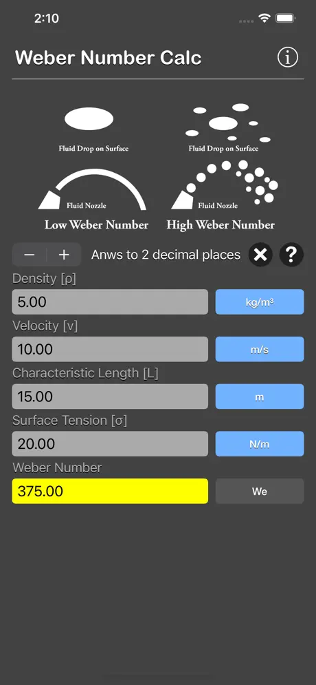 Weber_Number_Calculator iOS App Screenshot 1
