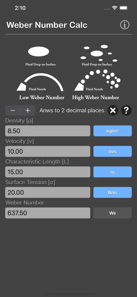 Weber_Number_Calculator iOS App Screenshot 2