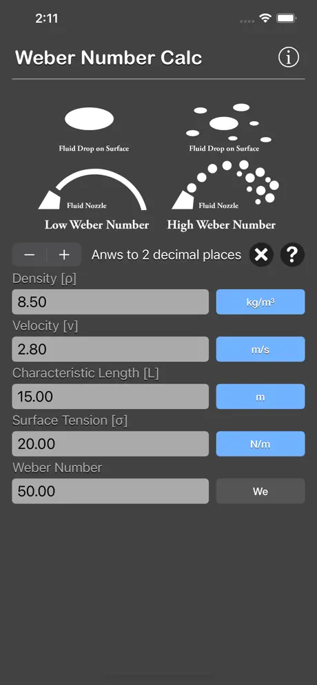 Weber_Number_Calculator iOS App Screenshot 3