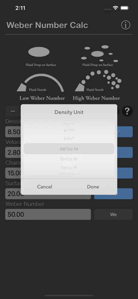 Weber_Number_Calculator iOS App Screenshot 4