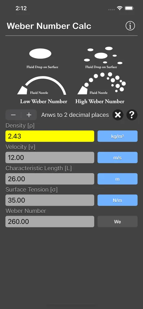 Weber_Number_Calculator iOS App Screenshot 6
