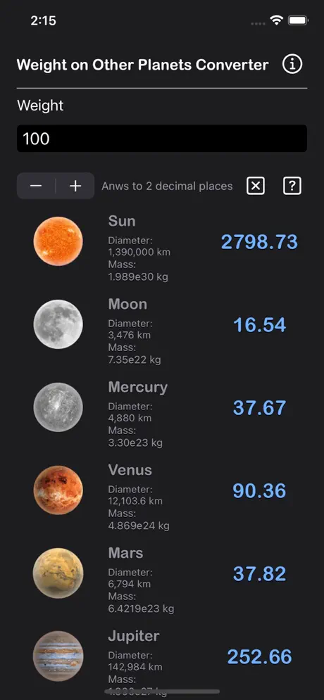 Weight_on_Other_Planets_Conv iOS App Screenshot 1