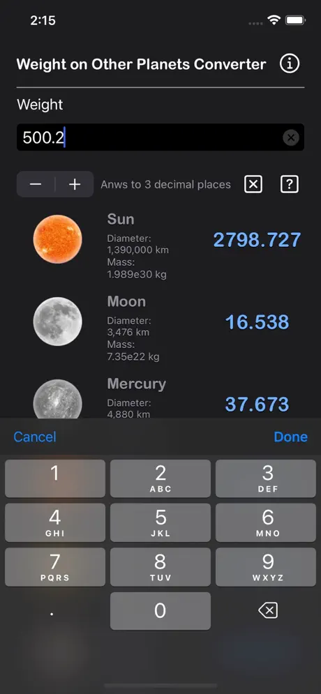 Weight_on_Other_Planets_Conv iOS App Screenshot 3
