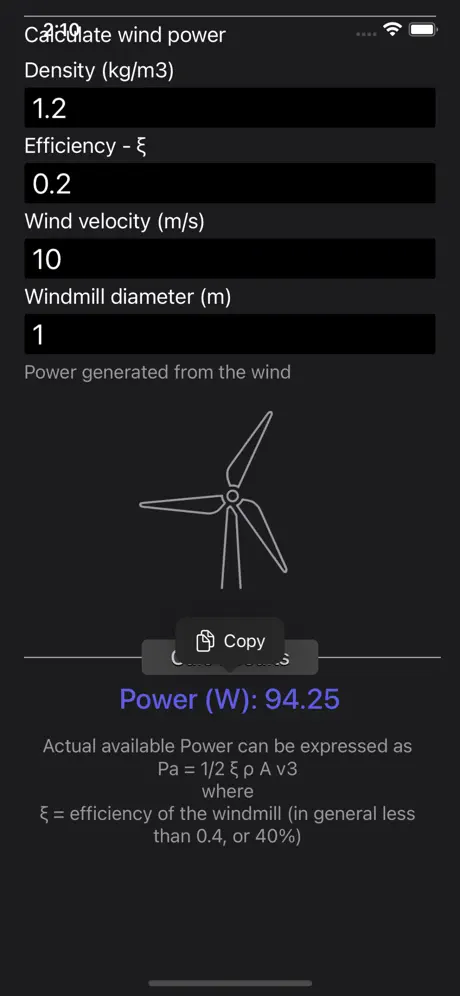 Wind_Power_Calculator iOS App Screenshot 2