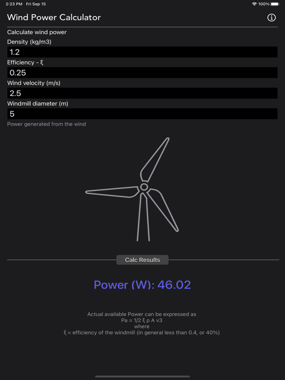 Wind_Power_Calculator iPadOS App Screenshot 4