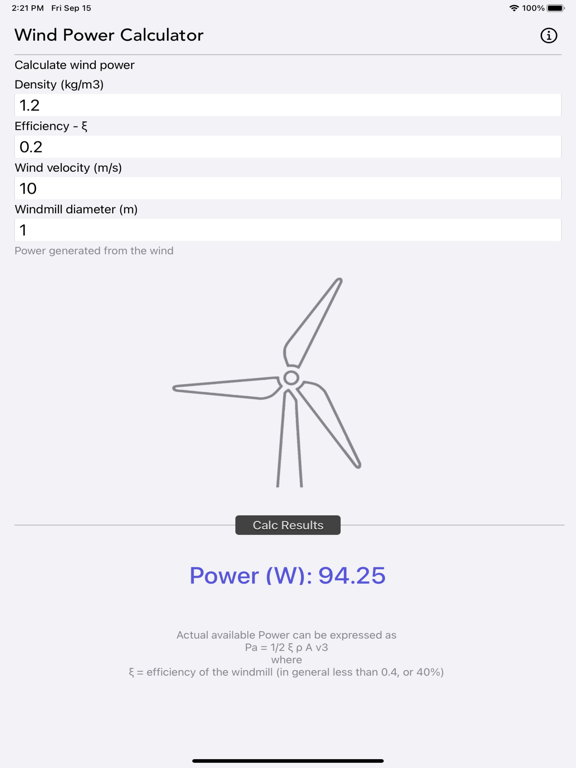 Wind_Power_Calculator iPadOS App Screenshot 6