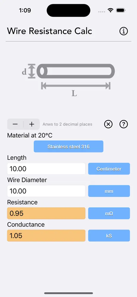 Wire_Resistance_Calc iOS App Screenshot 1