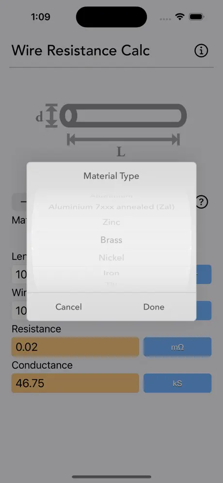 Wire_Resistance_Calc iOS App Screenshot 2