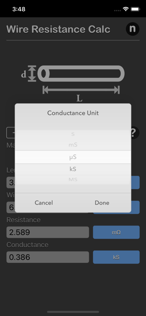 Wire Resistance Calc iOS App for iPhone and iPad