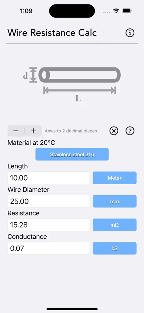 Wire_Resistance_Calc iOS App Screenshot 4