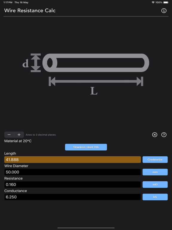 Wire_Resistance_Calc iPadOS App Screenshot 10