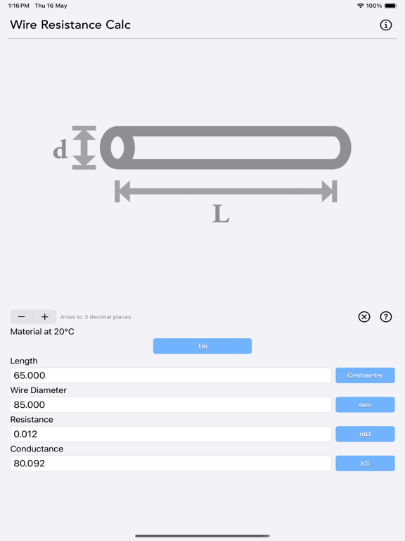 Wire_Resistance_Calc iPadOS App Screenshot 5
