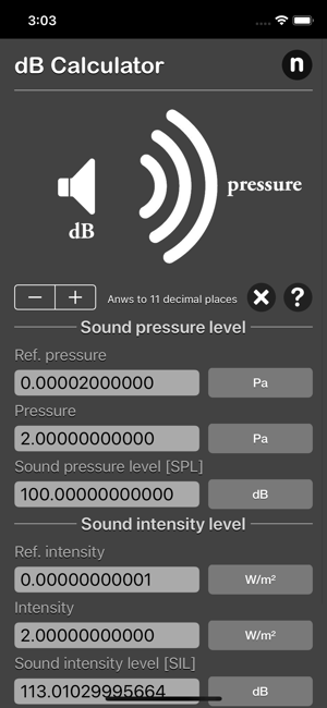 dB Calculator Plus iOS App for iPhone and iPad